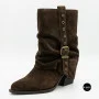 Елегантні замшеві козаки Lonza 216422 220177 59132-17R-Z Nelson BROWN SUEDE 6397 шоколадні