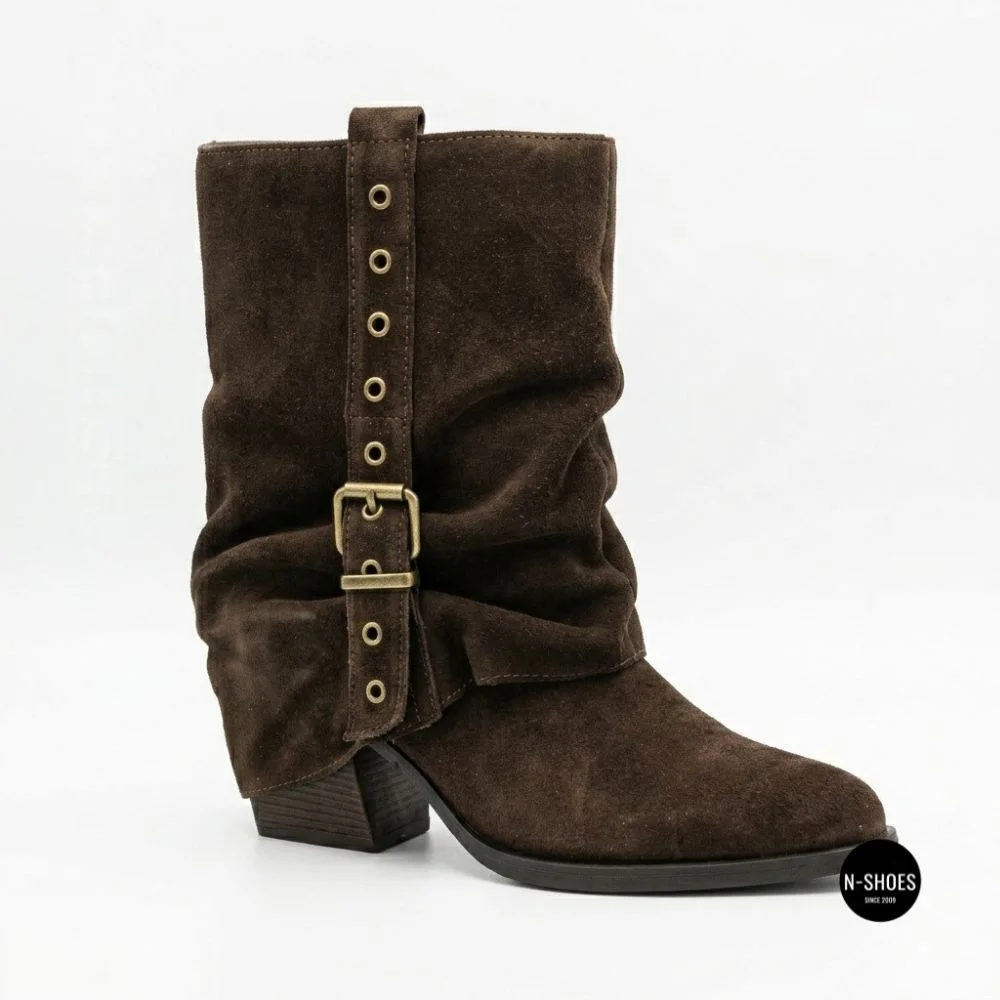 Елегантні замшеві козаки Lonza 216422 220177 59132-17R-Z Nelson BROWN SUEDE 6397 шоколадні