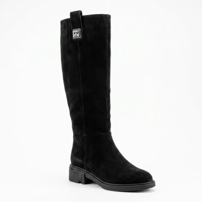 Жіночі чорні чоботи Fabio Monelli 216477 BG370-A829-015BG BLACK SUEDE 6399 класичні з натуральної шкіри замші еврозима