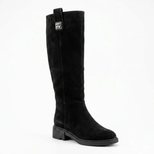 Женские черные сапоги Fabio Monelli 216477 BG370-A829-015BG BLACK SUEDE 6399 классические из натуральной кожи.