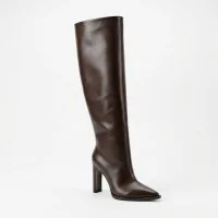 Елегантні жіночі високі чоботи труби N-SHOES Lirio HS 525 95КРш.рант-51обт 6401 демісезонні шоколадно-коричневого кольору на підборах block heel