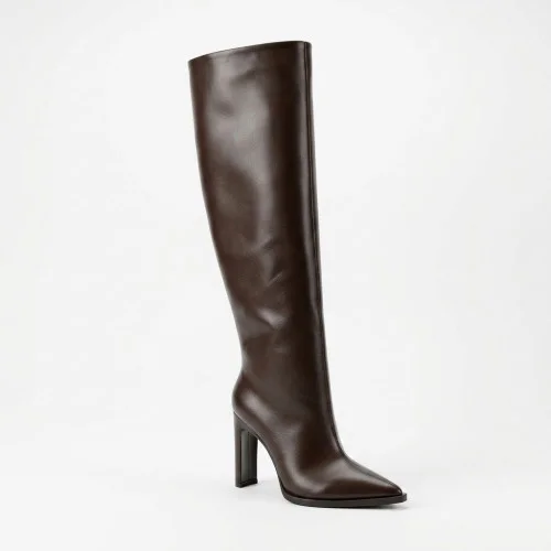 Elegant women's high boots N-SHOES Lirio HS 525 95KRsh.rant-51obt 6401 demi-season chocolate brown with block heel Elegant women's high boots N-SHOES Lirio HS 525 95KRsh.rant-51obt 6401 demi-season chocolate brown with block heel