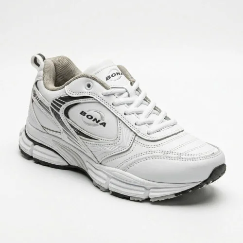 Leather white sneakers Bona 962a-2 white-dark grey 6414 everyday comfort and sporty style