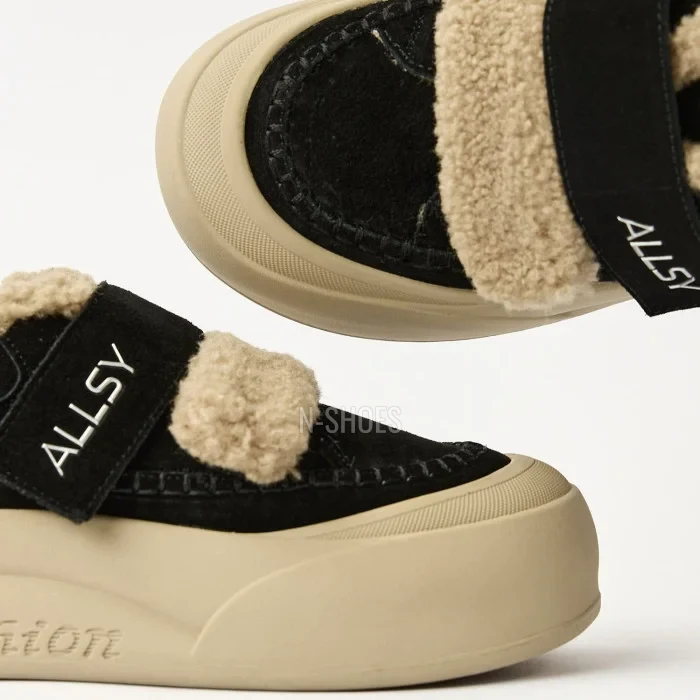 Теплые замшевые хайтопы ALLSY 217674 20K06ZS167-1 BLACK 6443