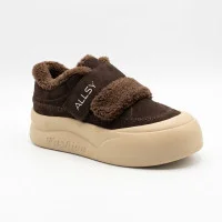 Жіночі коричневі замшеві кросівки ALLSY 217676 26k66z5167-3 Brown Suede 6444 на платформі з хутром та липучками
