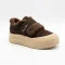 Женские коричневые замшевые кроссовки ALLSY 217676 26k66z5167-3 Brown Suede 6444 на платформе с мехом и липучками