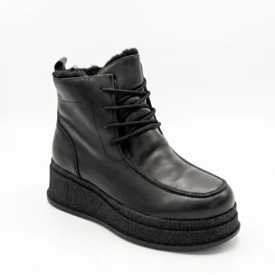 Women's black winter boots ALLSY 216641 C54787-528 BLACK 6447 made of genuine leather with a chunky sole