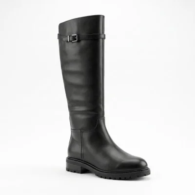 Allsy women's winter boots model 218679 2652-02B BLACK 6455 in black, made of genuine leather and fur, with a low heel. Allsy women's winter boots model 218679 2652-02B BLACK 6455 in black, made of genuine leather and fur, with a low heel.