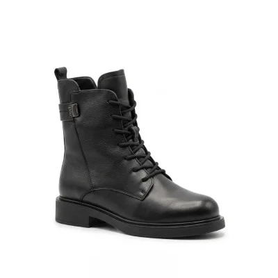 Жіночі чорні зимові черевики Allsy 215303 26D1Z4416-1 BLACK 6459 з натуральної шкіри та хутра на шнурівці та блискавці