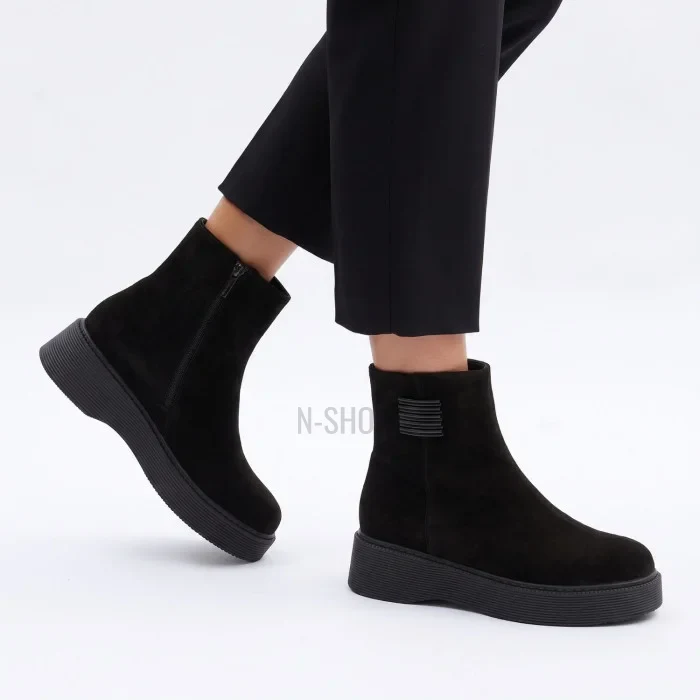 Black Suede Boots Allsy 214947 26Z83Z3619-2 BLACK for Your Style