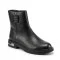 Women's black leather flat boots Allsy 218992 26MG-12R5306-1 BLACK 6479 with a zipper and flannel lining