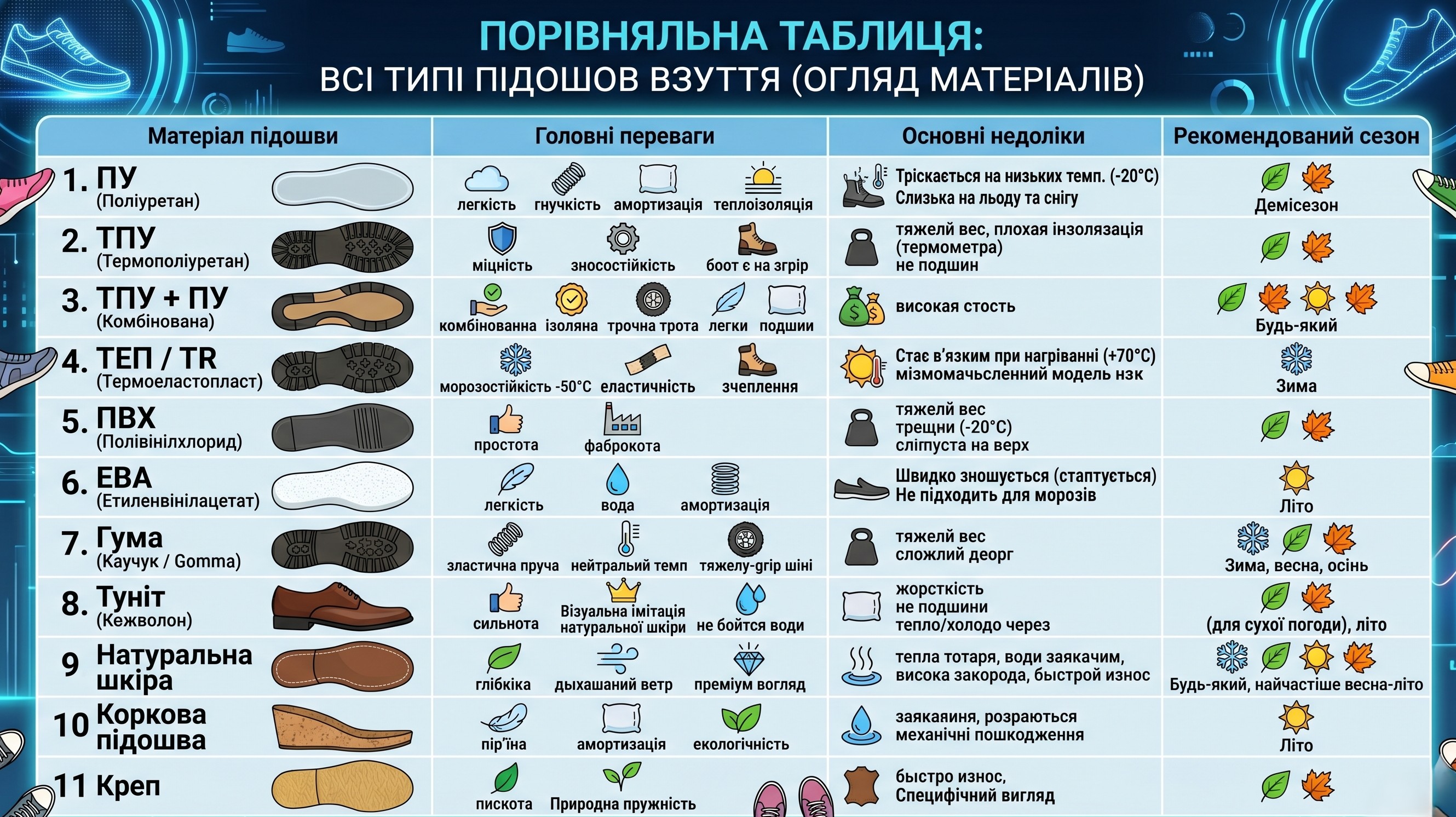 Огляд матеріалів підошов взуття: порівняння та вибір | N-SHOES