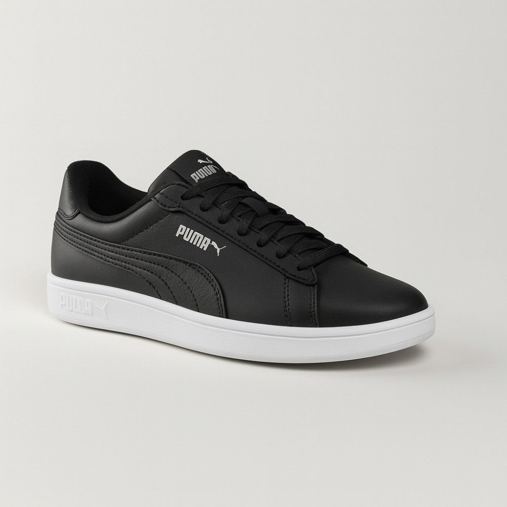 puma black leather trainers