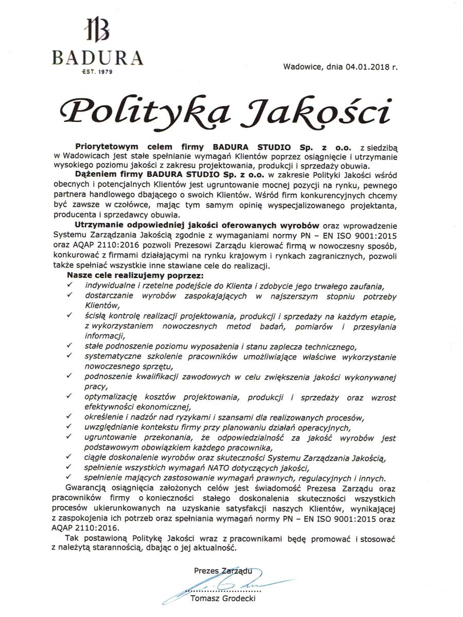 Сертифікат відповідності на взуття Badura