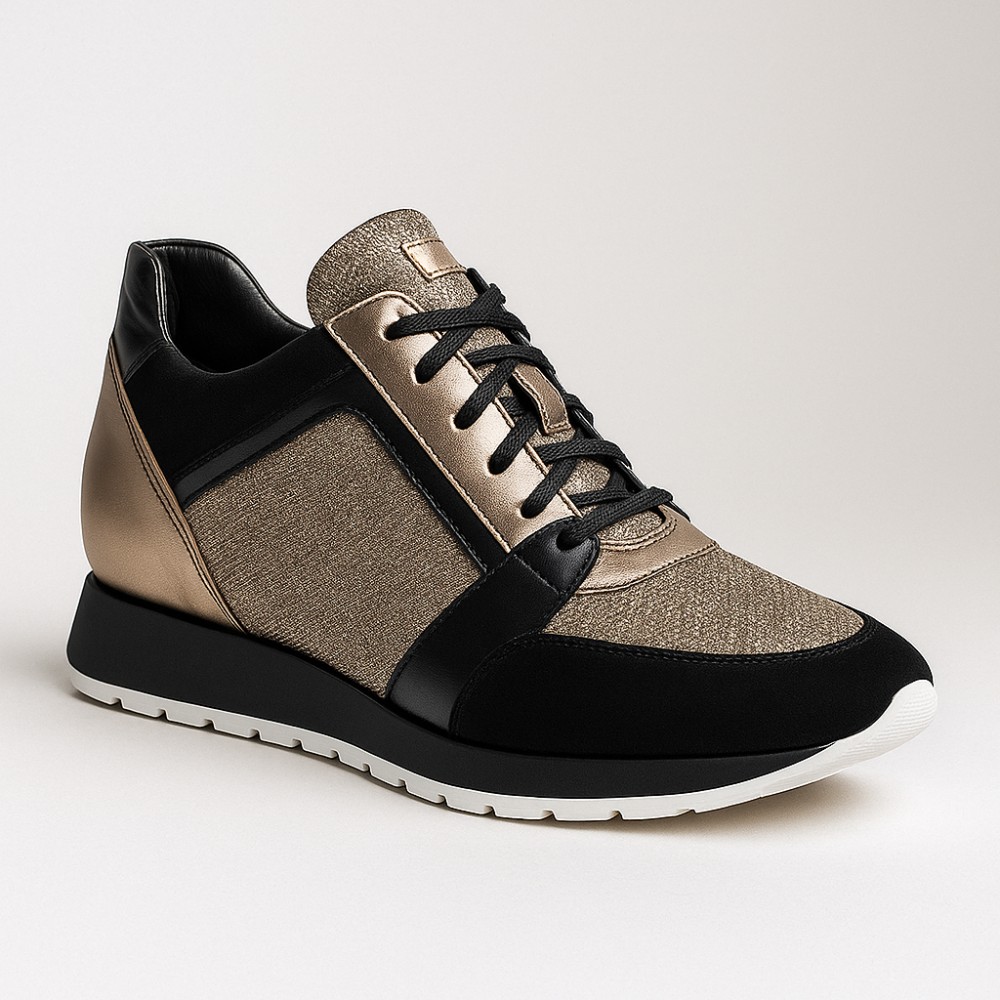Кросівки жіночі чорні з золотом SIMEN 2808A | N-SHOES