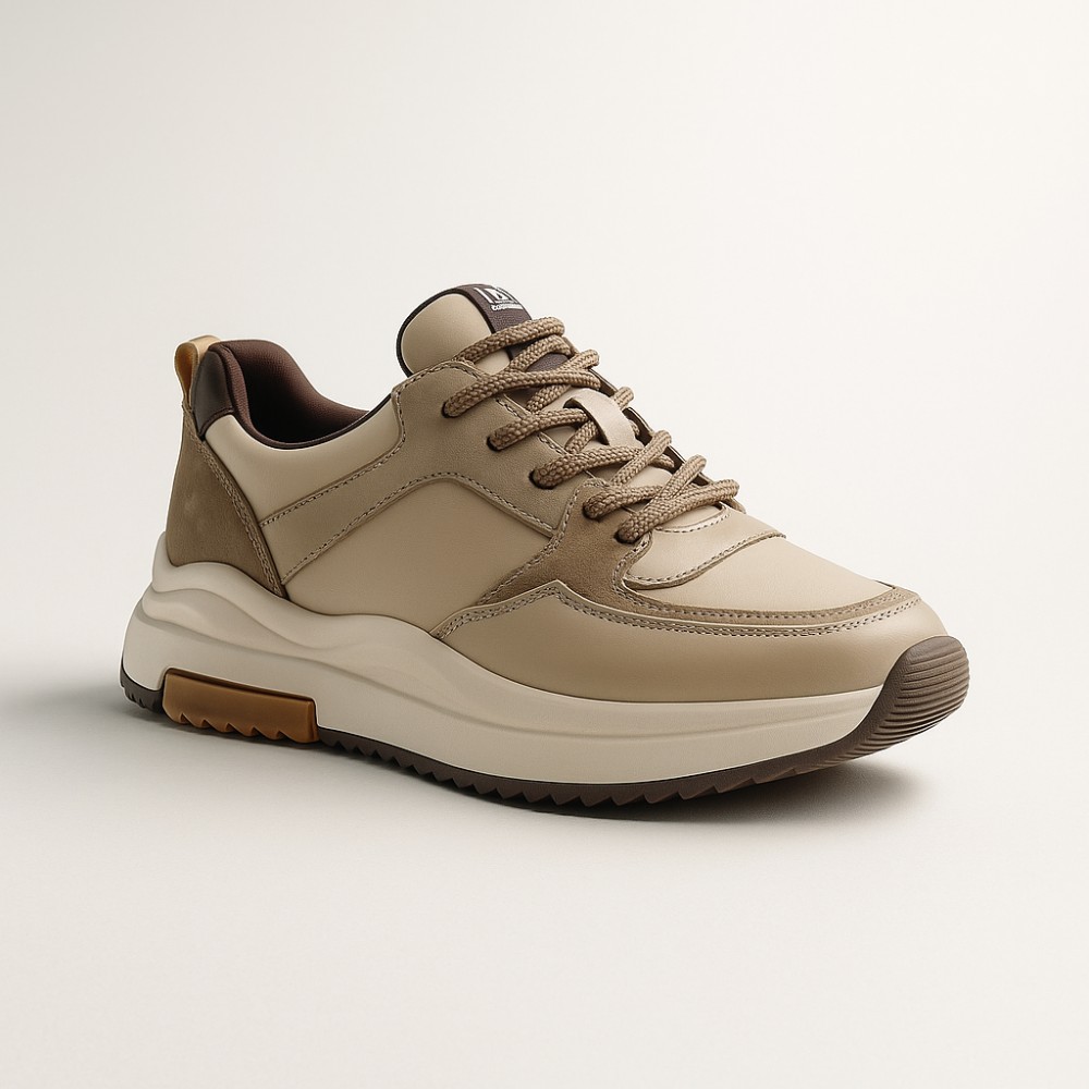 Beige Leather Sneakers Lonza 180005 204837 512-662977 N‑SHOES
