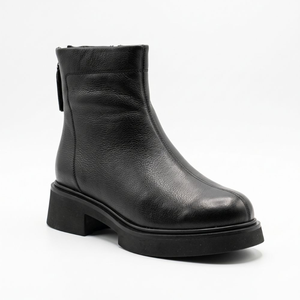 Warm Leather Women's Boots Allsy 217062 BLACK