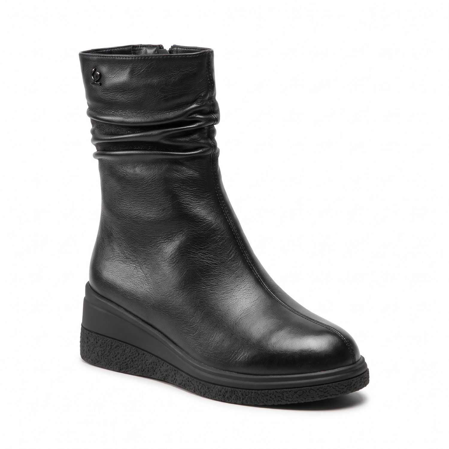 Leather Winter Boots Allsy 214990 on Wedge Heel